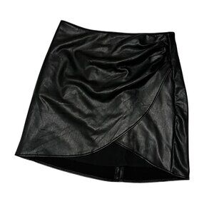 Black Faux Leather Wrap Mini Skirt By Rewash Brand Size Small